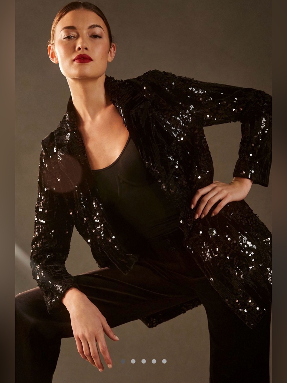 NWT Hutch Anthropologie‎ Velvet Sequin Blazer Black Holiday Party Glam Petite MP